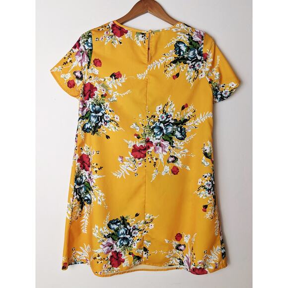 SHEIN Yellow Floral Shift Dress Size Small - Picture 5 of 11